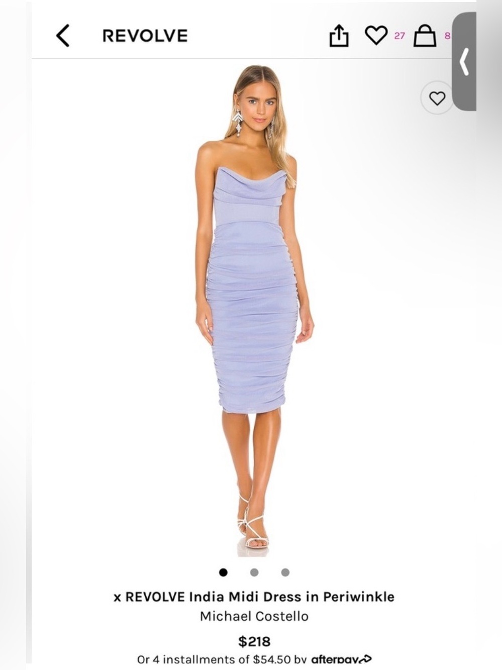 Michael Costello x Revolve Periwinkle Strapless Dress Size Medium Khaki Green
